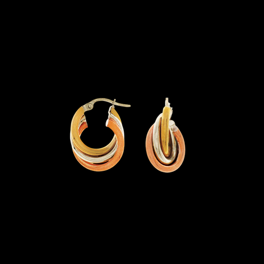 Trinity Weave Earrings (Yellow, Rose and White Gold)