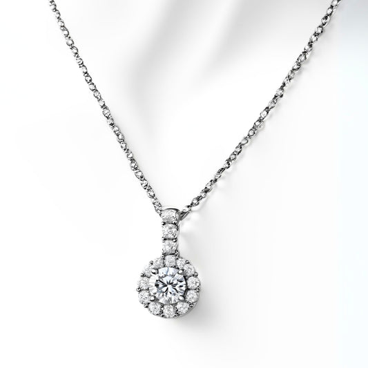 Diamond Oasis Halo Pendant (18K White or Yellow Gold)