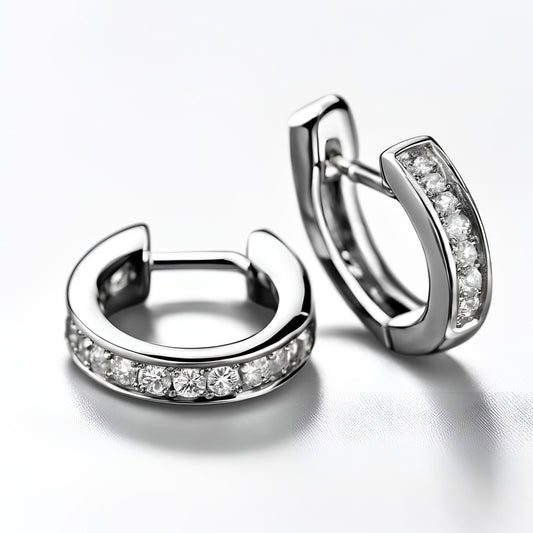Eternal Hoop Diamond Huggies (18K White or Yellow Gold)